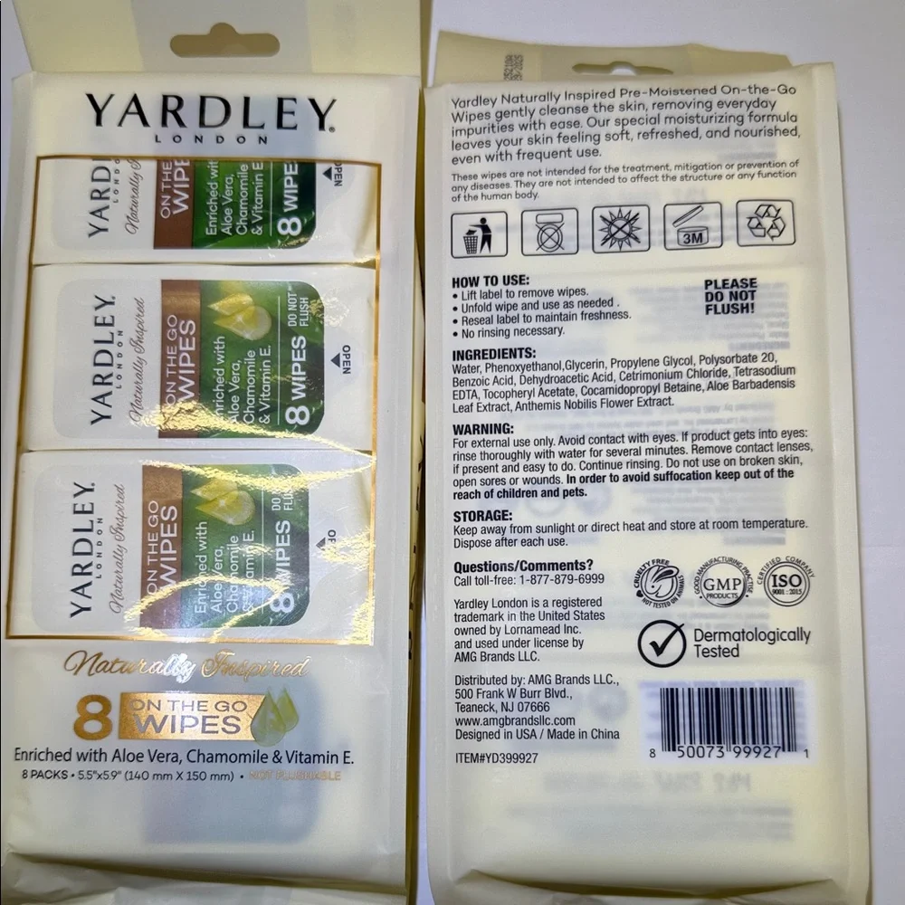 Travel Beach On-the-Go Wipes Pre-Moistened with Aloe Chamomile & Vitamin E